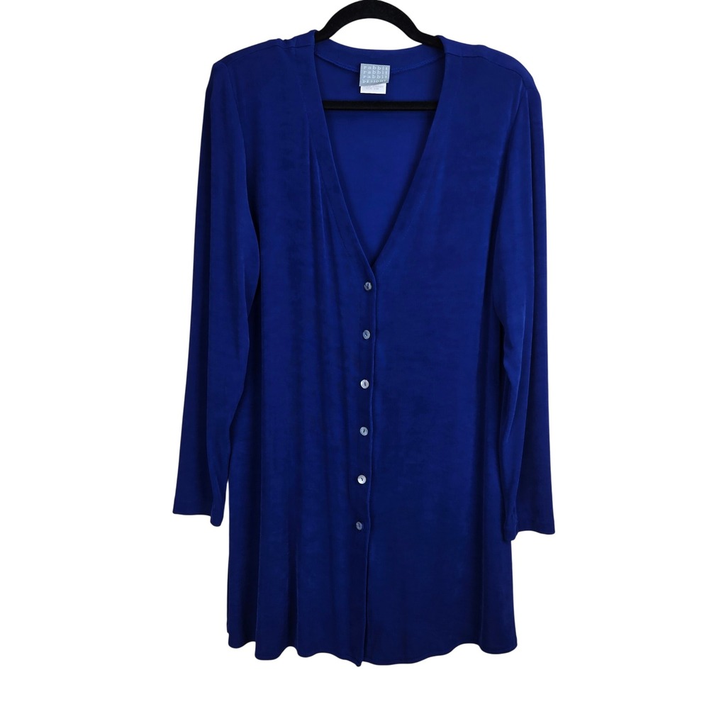Rabbit Rabbit Rabbit‎ Designs Slinky Cardigan Blue Button Front Office Elegant